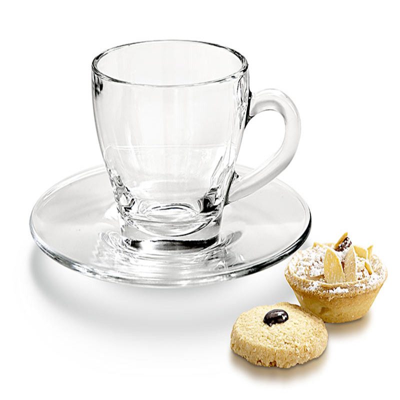 Borgonovo Ischia Cappuccino Set with 2 glass cups and 2 saucers