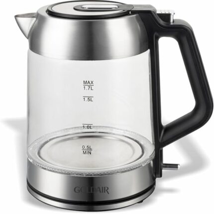 Goldair 1.7L Cordless Glass Kettle GGK-2000 with Stainless Steel Accents