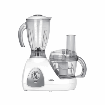 Sunbeam SFP-810W Food Processor with Blender, stainless steel blades, and multiple attachments