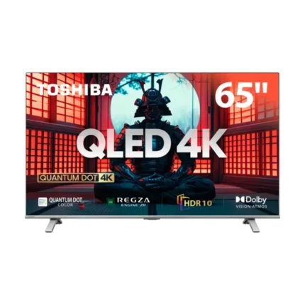 Toshiba 65" UHD QLED Smart TV front view with vivid display