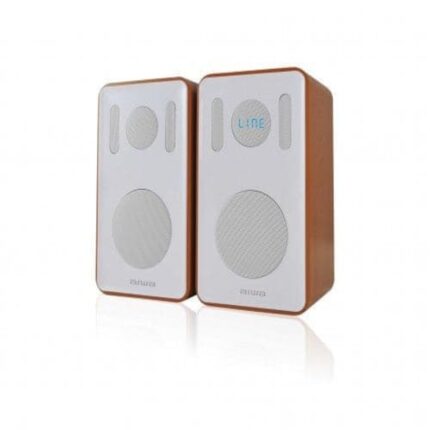 Aiwa Dual Bookshelf Bluetooth Speaker with LED Display and Remote