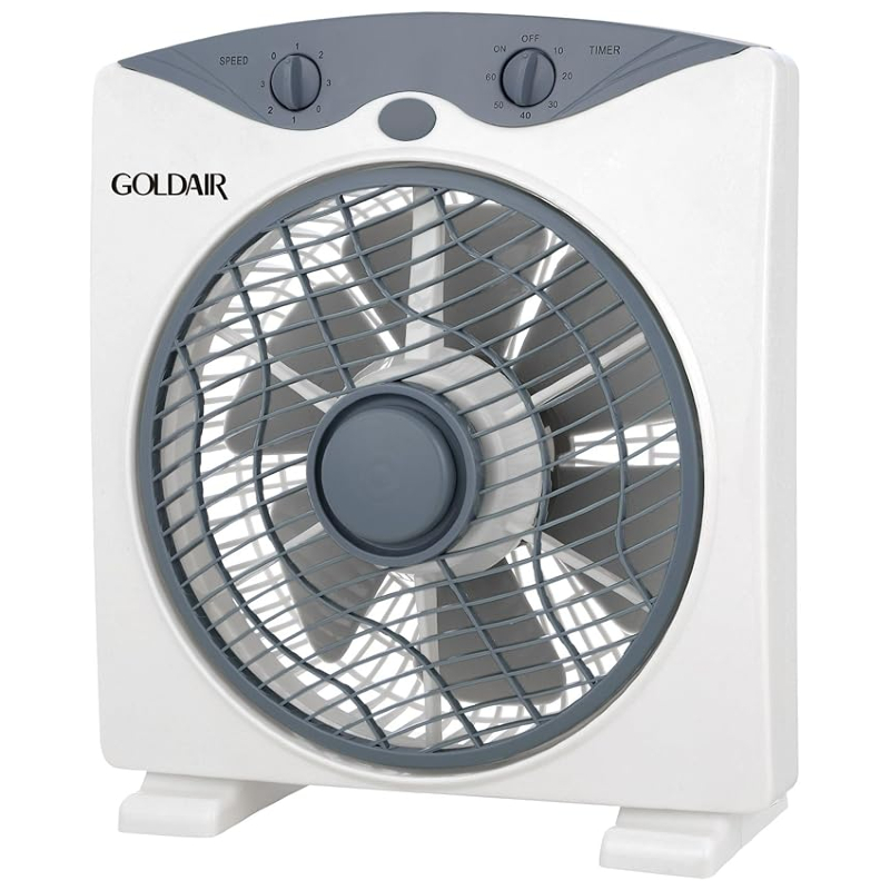 Goldair 25cm Slimline Box Fan with 3-Speed Control and 60-Minute Timer