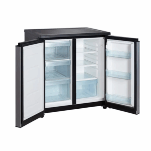 Goldair 240 Litre Under Counter Side-by-Side Refrigerator GUSS-240 with stainless steel doors