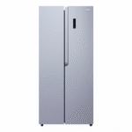 Goldair 610L Side By Side Inverter Refrigerator in a sleek silver finish with a digital display on the right door.