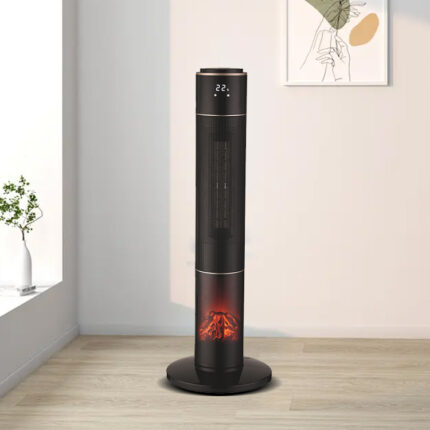 Discover the Goldair PTC Fan Heater – 2000W tower heater with fireplace effect, remote control, timer, and oscillation. Stylish, safe, and efficient.