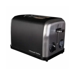 Russell Hobbs Matt Black 2-Slice Toaster with cancel, reheat, and defrost features