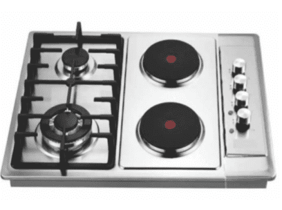 Goldair 2 Gas + 2 Electric Hob with stainless steel top and cast iron pan stands