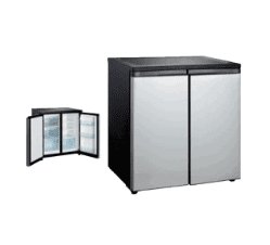 Goldair 240 Litre Under Counter Side-by-Side Refrigerator GUSS-240 with stainless steel doors