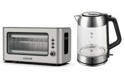 Goldair 2 Piece Glass Breakfast Pack with 1.7L kettle and 2 slice toaster