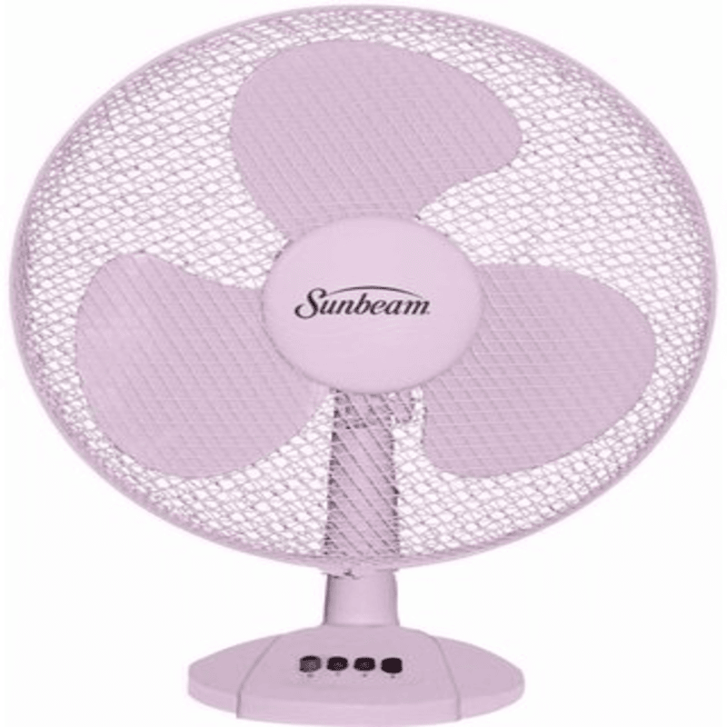Sunbeam 12-Inch Oscillating Desk Fan with 3-Speed Control and Sturdy Base