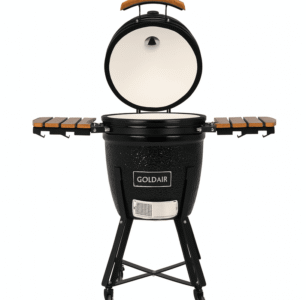 Goldair Ceramic Kettle Barbeque – 54cm Charcoal Grill with Bamboo Accents