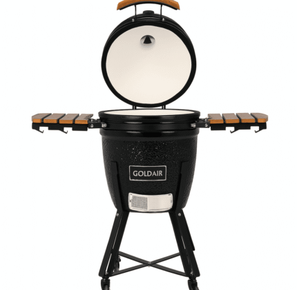 Goldair Ceramic Kettle Barbeque – 54cm Charcoal Grill with Bamboo Accents