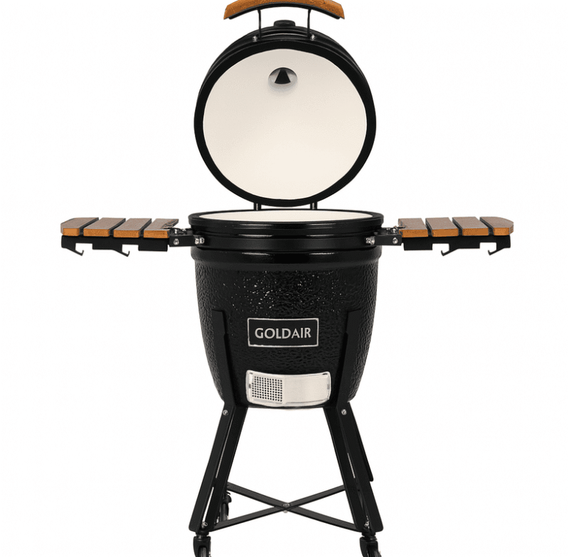 Goldair Ceramic Kettle Barbeque – 54cm Charcoal Grill with Bamboo Accents