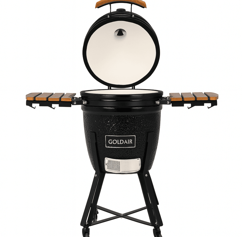 Goldair Ceramic Kettle Barbeque – 54cm Charcoal Grill with Bamboo Accents