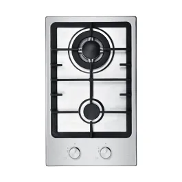 Goldair 2 Burner Gas Hob with stainless steel top and cast iron pot stands