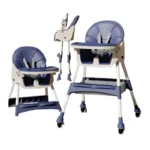 Conti Baby High Chair with adjustable height, removable tray, and toy storage