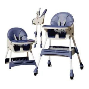 Conti Baby High Chair with adjustable height, removable tray, and toy storage