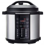 Russell Hobbs stainless‑steel electric pressure cooker with digital front panel