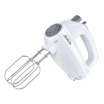 Sunbeam Hand Mixer with 5 speeds, Turbo function, and chrome accessories