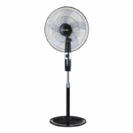 Goldair 45cm pedestal fan with adjustable height, three-speed settings, and built-in timer, model GFBF-16