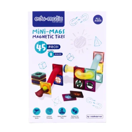 Edu-Matic Mini-Mags Magnetic Tiles & Marble Run Set – 45 Pieces