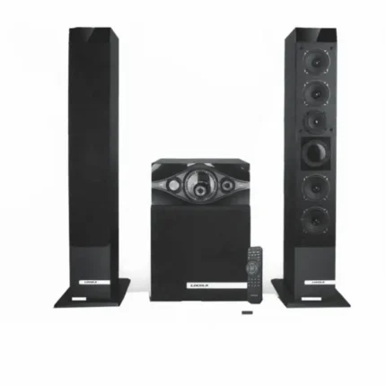 Aiwa 2.1Bt Speaker System – Front View with Subwoofer and Satellites