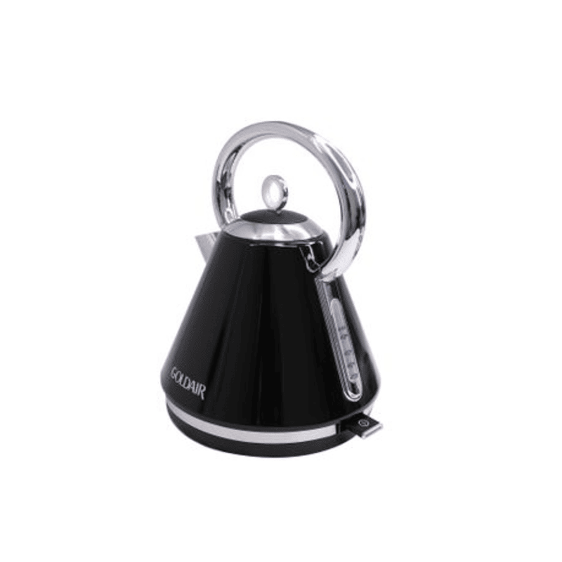 Goldair 1.7L Pyramid Kettle Black with LED Illumination and Stainless Steel Base