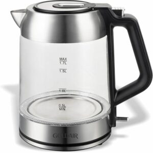 Goldair 1.7L Cordless Glass Kettle GGK-2000 with Stainless Steel Accents