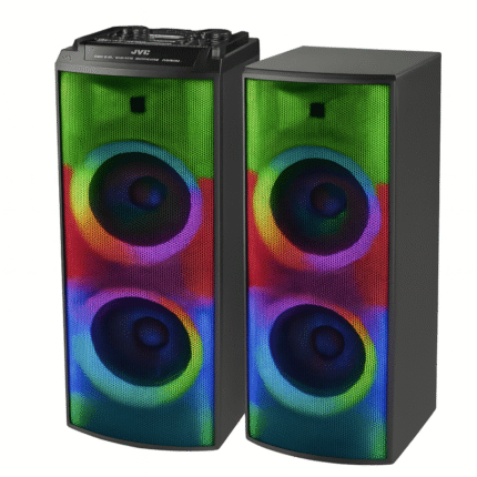 JVC Dual Bluetooth Speakers with LED Lights and Remote Control