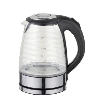 Sunbeam Ribbed Glass Kettle – Black, 1.7L, 2200W