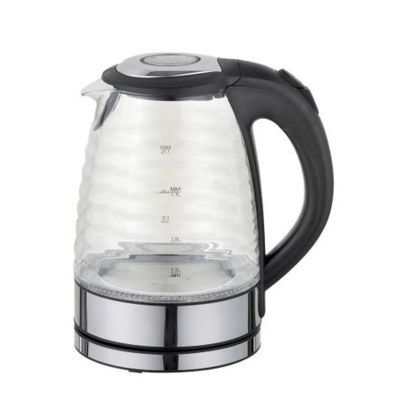 Sunbeam Ribbed Glass Kettle – Black, 1.7L, 2200W