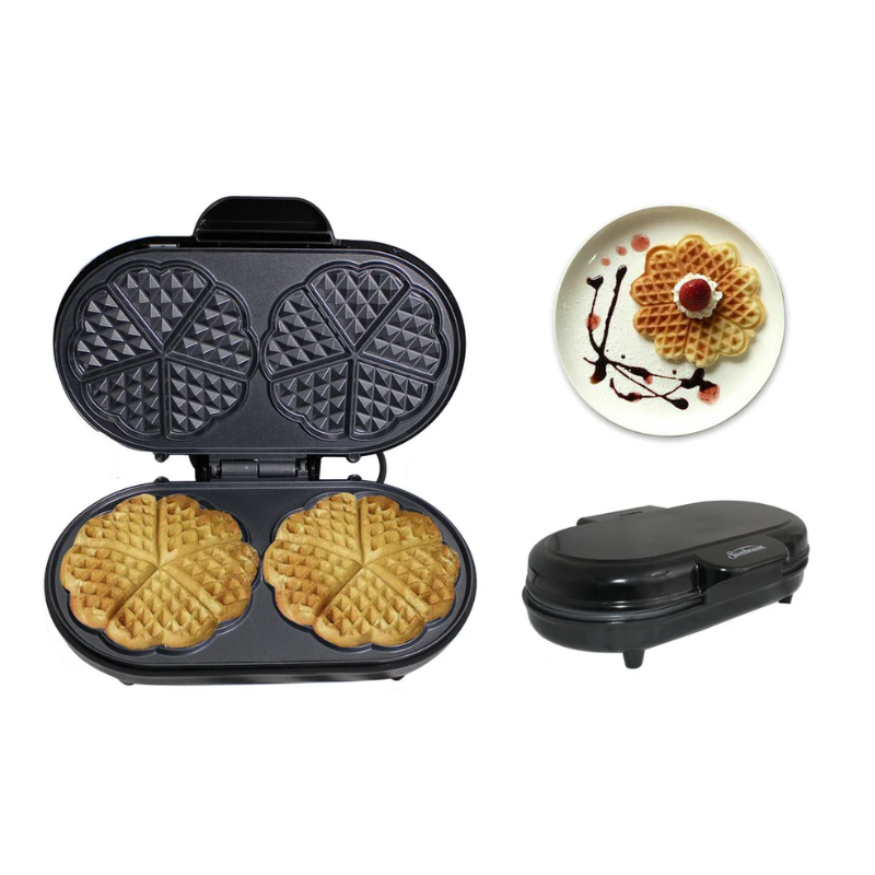 Sunbeam SWM-510 Double Waffle Maker in black with non-stick plates