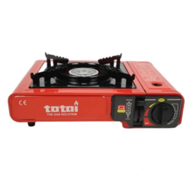 Totai Portable Cartridge Gas Stove Red with Auto Ignition and Carry Bag