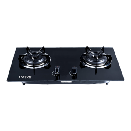 Total 60cm 2 Burner Gas on Glass Hob Black with Flame Failure Safety