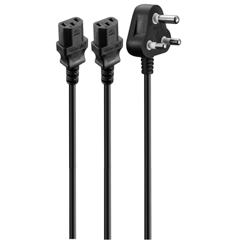 Volkano VK-8142-BK Presto Series Double 3-Pin IEC Power Cable – 1.8m