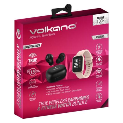 Volkano Sagittarius TWS + Serene Series Smart Watch Bundle - Gold