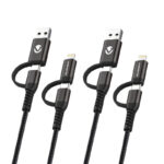 Volkano Weave Series 4-in-1 Charging Cable Two Pack with USB-C, Lightning, and USB-A