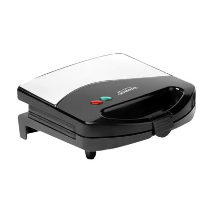 Sunbeam 2 Slice Chrome Sandwich Maker SUN0022 with Non-Stick Plates and Neon Indicator