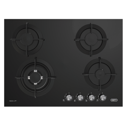 Defy 70cm Gemini Gas Glass Hob – 4 Burners with Wok Burner
