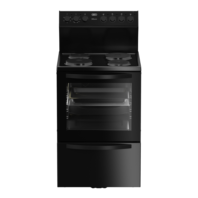 Defy 60cm 4 Plate Electric Stove with Static Oven – Black