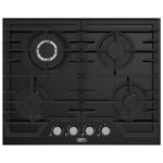 Defy 4-Burner Gas Hob – Black Glass with Cast Iron Supports