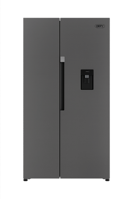 Defy 555L Side-by-Side Fridge Freezer – Satin Metallic DFF547