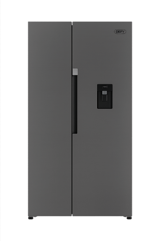 Defy 555L Side-by-Side Fridge Freezer – Satin Metallic DFF547