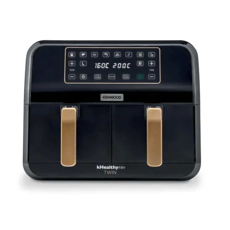 Kenwood Dual Air Fryer 8L – BkCopper Twin Basket Air Fryer with Sync Cook.