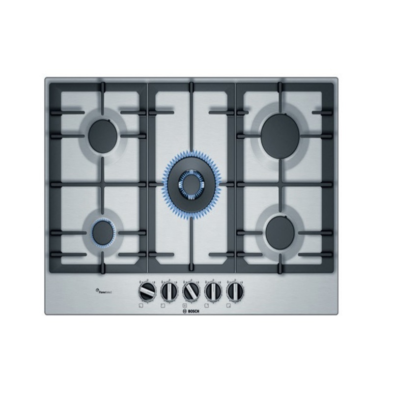 Bosch 75cm Gas Hob with Dual Wok Burner and FlameSelect