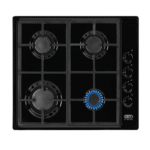 Defy 4-Burner Gas Hob DHG132 in Black with Cast Iron Supports