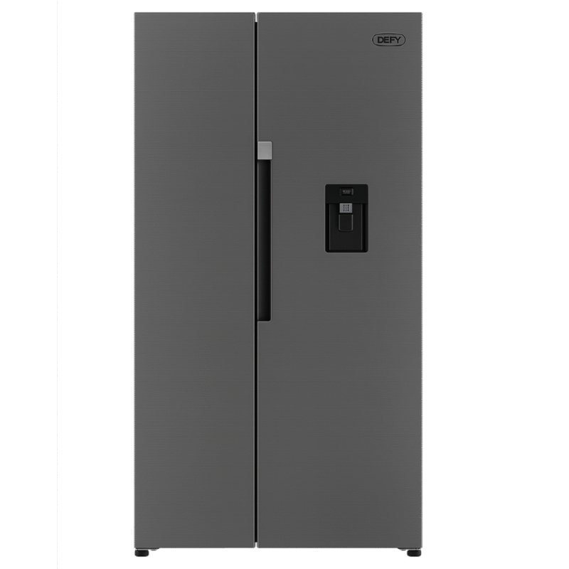 Defy 555L Side-by-Side Fridge Freezer – Satin Metallic DFF547