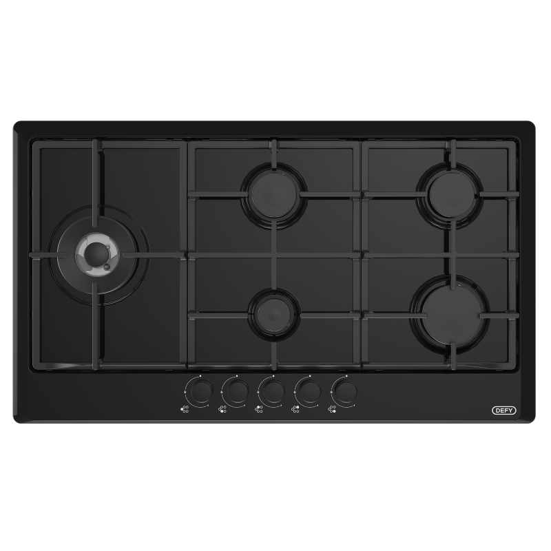Defy 90cm Gas Hob Wok Burner – Black Stainless Steel
