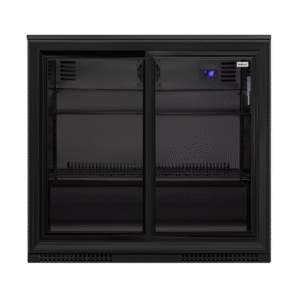 : SnoMaster 200L Under-Counter Sliding Door Beverage Cooler – Black (SMBC-200SL)