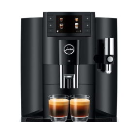 Jura E8 Piano Black Automatic Coffee Machine – Front View